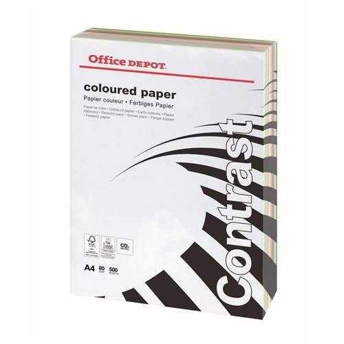 Office Depot DIN A4 Farbiges Papier Farbig Sortiert 80 g/m² Glatt 500 Blatt  günstig bei office supplies 24 kaufen